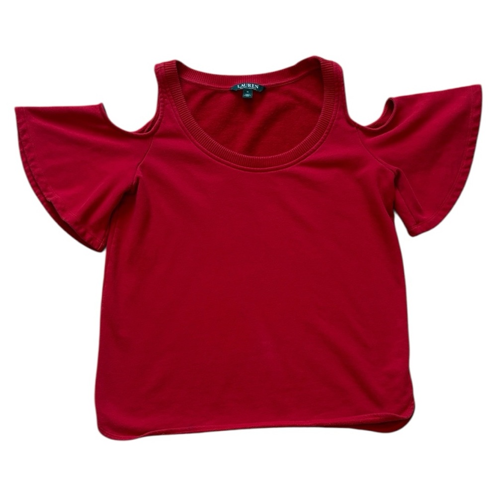 Lauren Ralph Lauren Vibrant Red Cold Shoulder Blouse